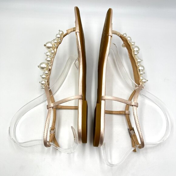 Jewel Badgley Mischka Womens Size 8.5 Larissa Champagne Satin Flats‎ Dress Shoes - Picture 7 of 13